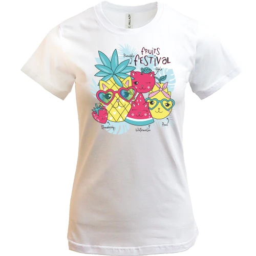 Женская футболка, Белый, Fruits Festival