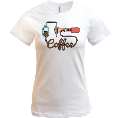 Жіноча футболка, Білий, Coffee in my Blood