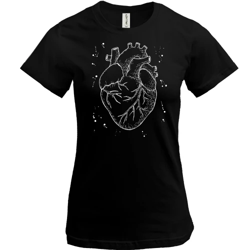 Жіноча футболка, Чорний, Anatomical heart