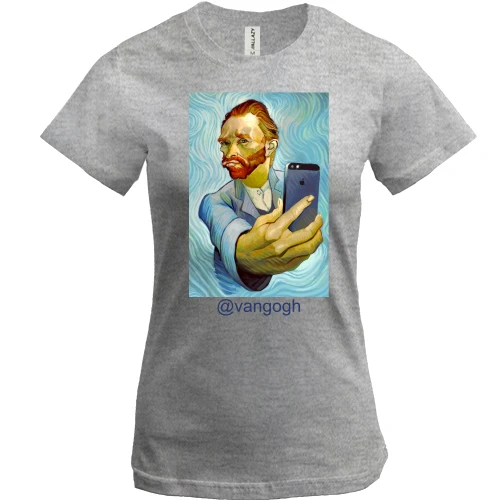 Женская футболка, Серый меланж, @vangogh селфи