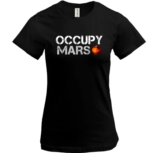 Женская футболка, Черный, Occupy Mars