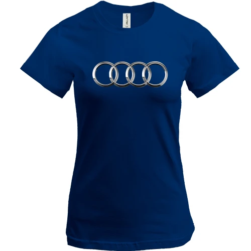 Женская футболка, Синий, Audi (кольца)