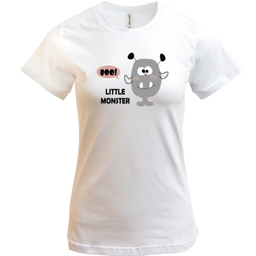 Жіноча футболка, Білий, Little gray monster. Boo!