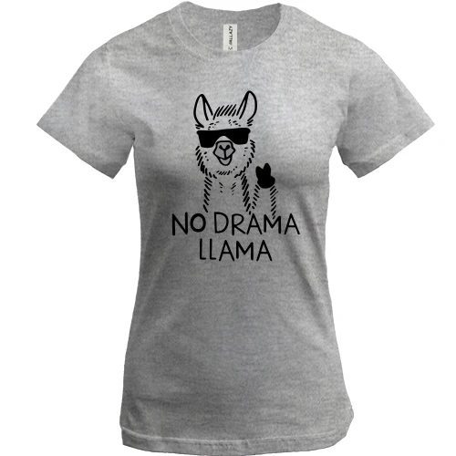 Женская футболка, Серый меланж, no drama llama.