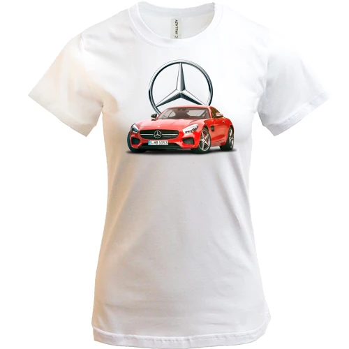 Женская футболка, Белый, Mercedes AMG GT