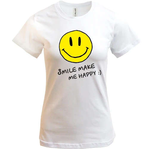 Женская футболка, Белый, Smile Make me happy
