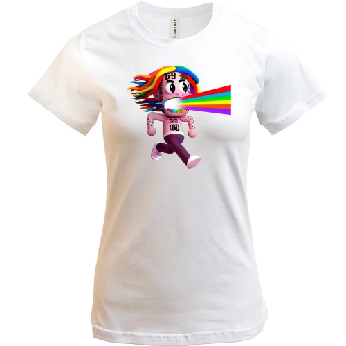 Женская футболка, Белый, Tekashi rainbow