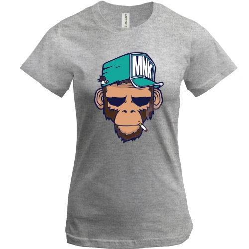 Женская футболка, Серый меланж, MNK Monkey
