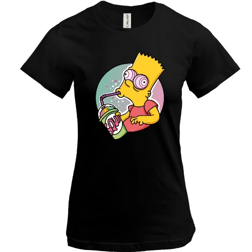 Женская футболка, Черный, Bart Drinks Soda Art