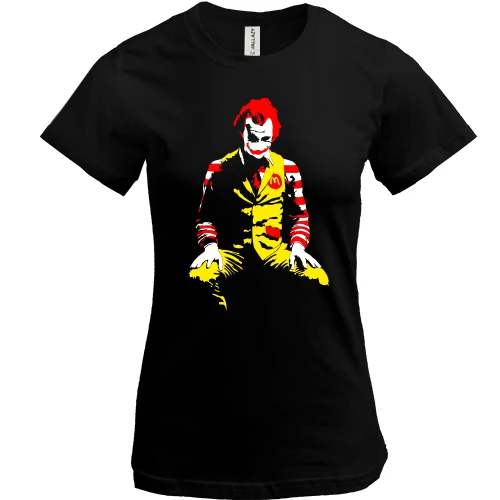 Женская футболка, Черный, Ronald McDonald Clown art