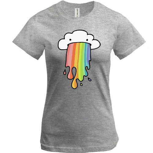Женская футболка, Серый меланж, Rainbow cloud