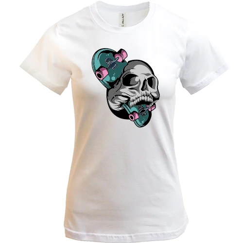 Жіноча футболка, Білий, Skull Skater