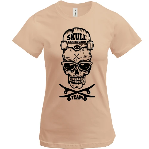 Жіноча футболка, бежевий, Skull skateboard team