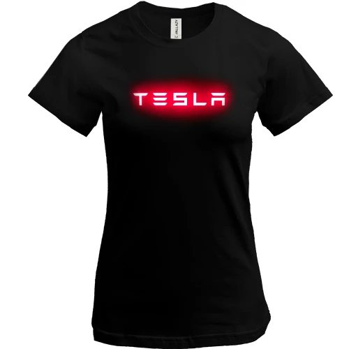 Женская футболка, Черный, с лого Tesla (2)