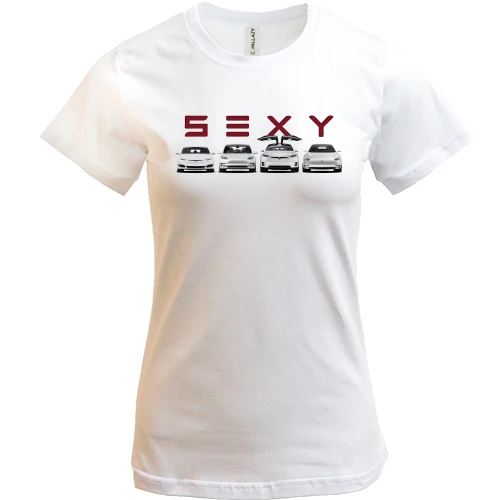 Женская футболка, Белый, Tesla Sexy