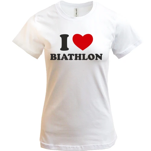 Женская футболка Я люблю Биатлон — I love Biathlon