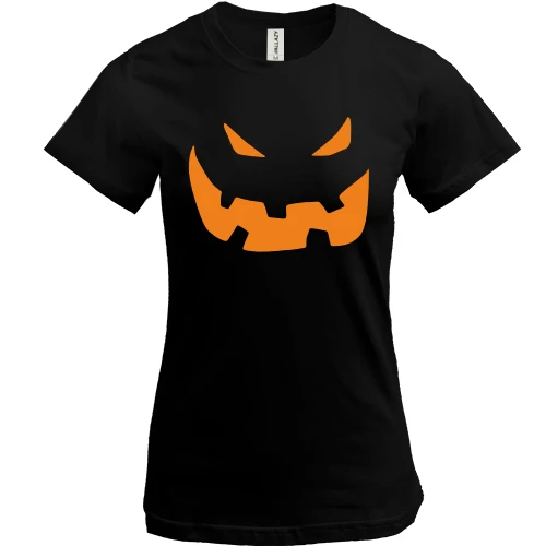 Женская футболка, Черный, Halloween smile