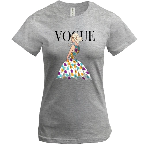 Женская футболка, Серый меланж, VOGUE blonde girl