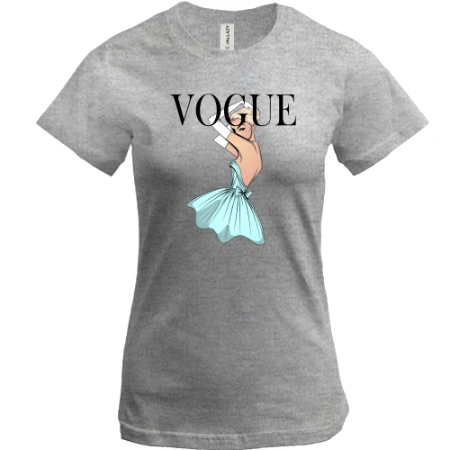 Женская футболка, Серый меланж, VOGUE blonde girl 2