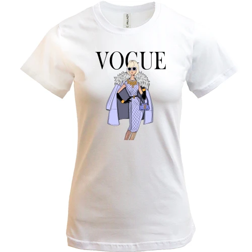 Женская футболка, Белый, VOGUE blonde girl 3