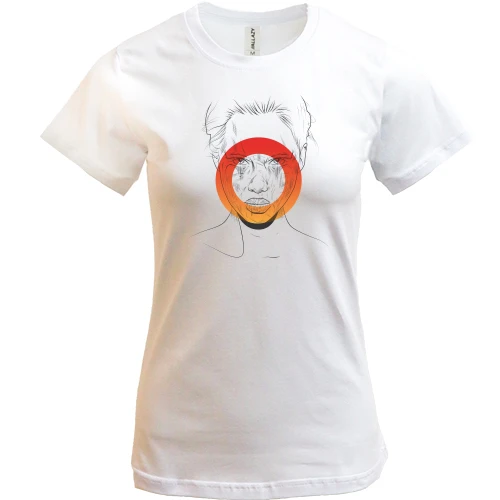 Жіноча футболка, Білий, Portrait with an orange circle