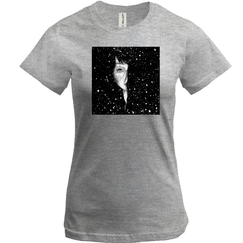 Женская футболка, Серый меланж, Hair stars