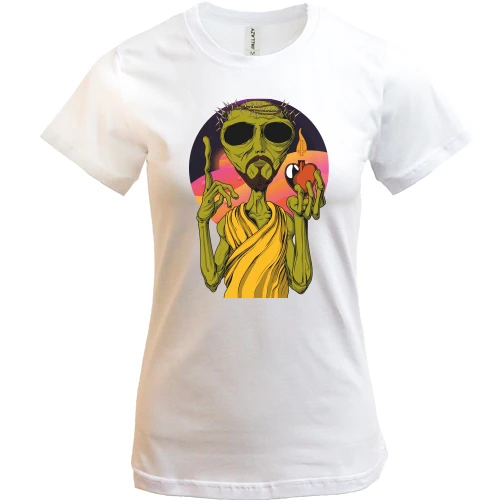 Женская футболка, Белый, Alien Jesus