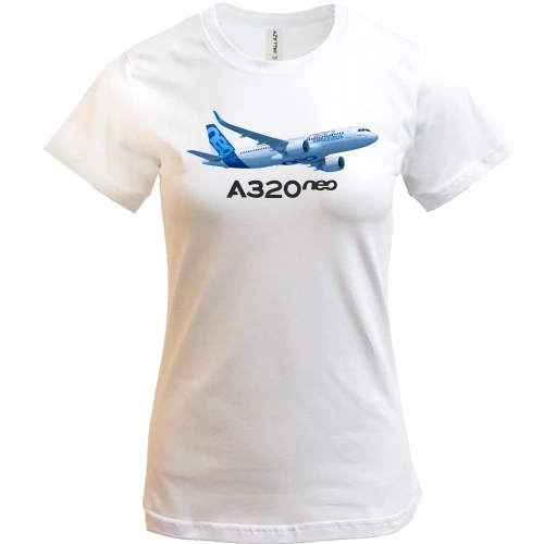 Женская футболка, белый, Airbus A320 neo