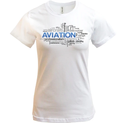 Женская футболка, белый, Aviation words