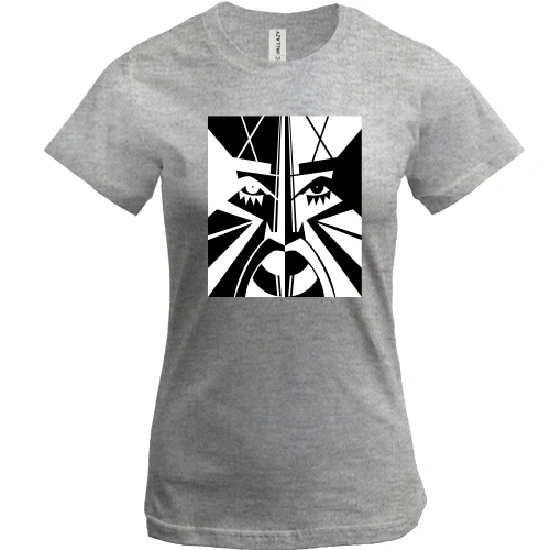Женская футболка Black and white portrait abstraction