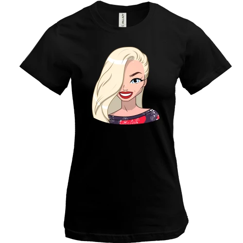 Жіноча футболка, Чорний, Art. Blonde smiling