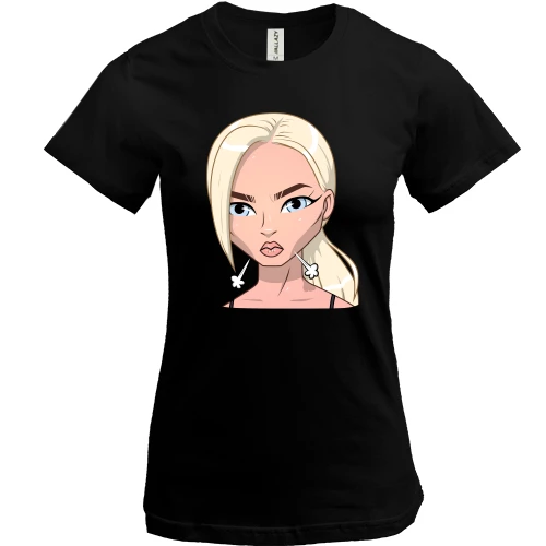 Жіноча футболка, Чорний, Art. Blonde angry