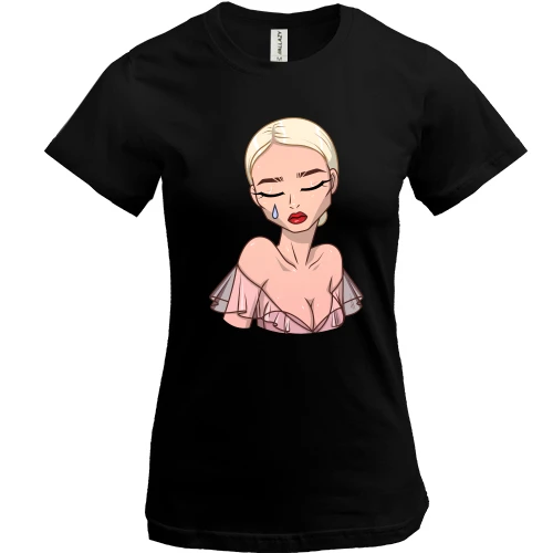 Женская футболка, Черный, Art. Blonde crying