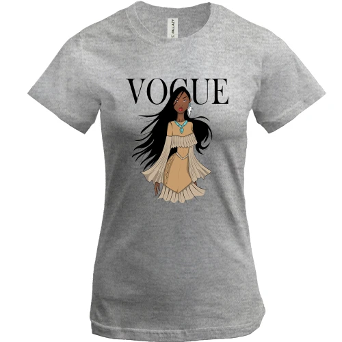 Женская футболка, Серый меланж, VOGUE Pocahontas