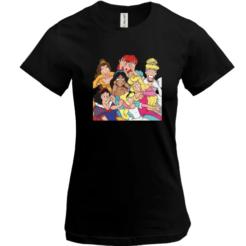 Женская футболка, Черный, Disney princess art