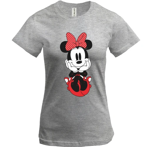 Женская футболка, Серый меланж, Minnie Mouse smiles