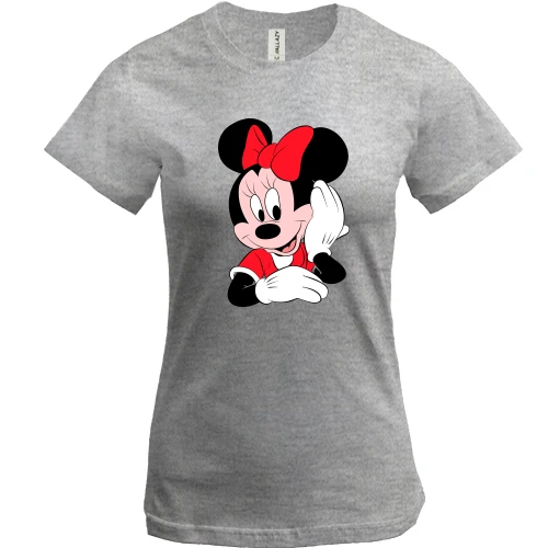 Жіноча футболка, Сірий меланж, Minnie Mouse smiles.