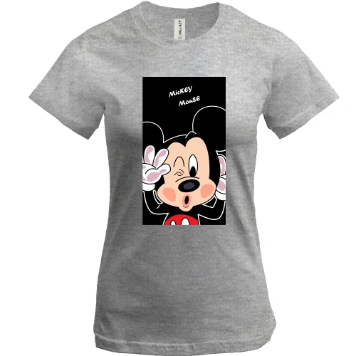 Женская футболка, Серый меланж, Mickey mouse baby