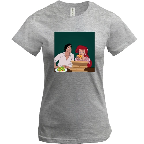 Женская футболка, Серый меланж, Ariel eating