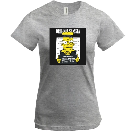 Женская футболка, Серый меланж, Bart original gangssta