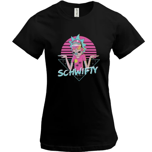 Женская футболка, Черный, Rick schwifty