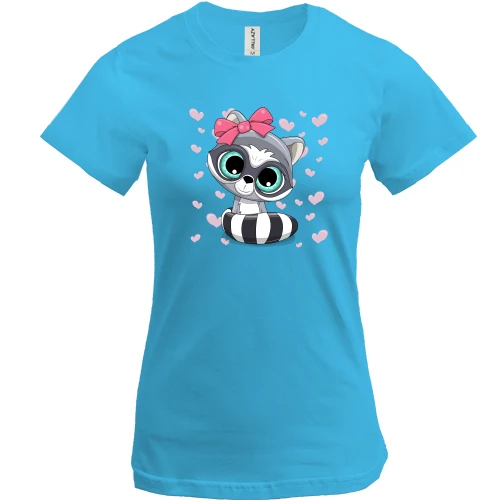 Жіноча футболка, Білий, Baby raccoon girl