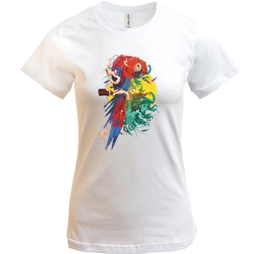 Жіноча футболка, Білий, Parrot bright art