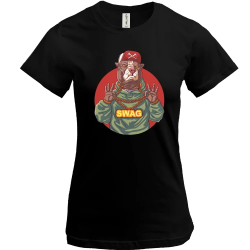 Женская футболка, Черный, Bulldog SWAG