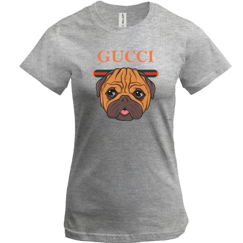 Женская футболка, Серый меланж, Gucci dog