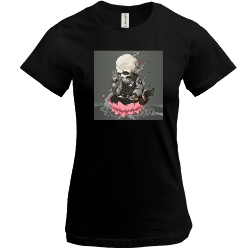 Жіноча футболка, чорний, Skull in lotus