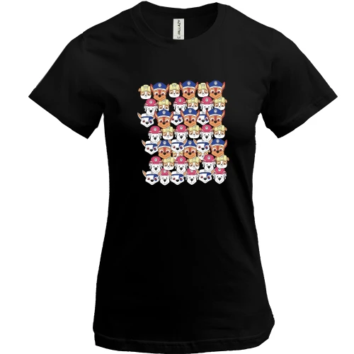 Женская футболка, Черный, Paw patrol pattern