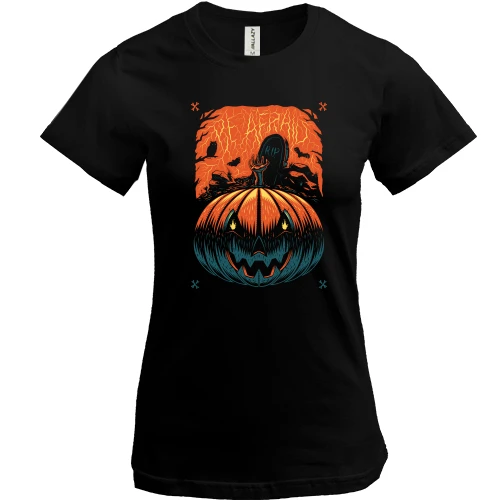 Жіноча футболка, Чорний, Halloween pumpkin. Be afraid