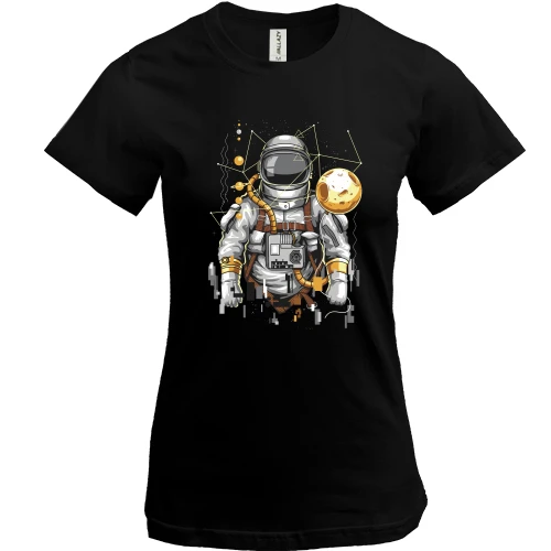 Женская футболка, Черный, Cosmonaut art