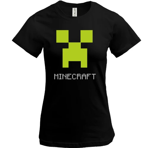 Женская футболка, Черный, Minecraft logo grey